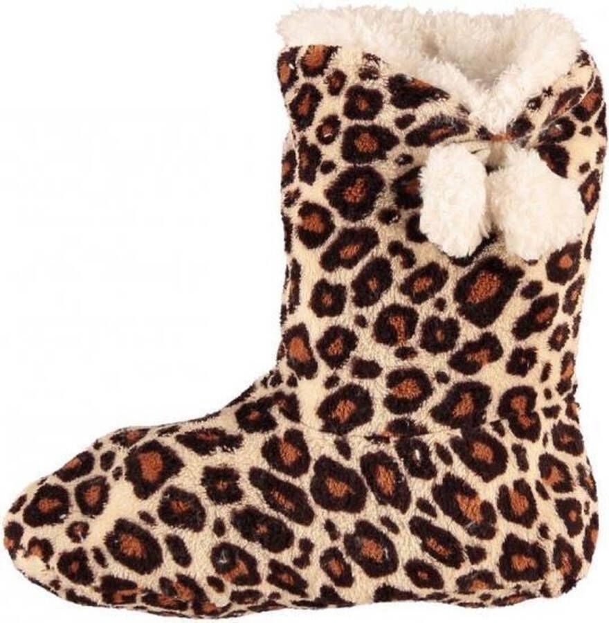 Merkloos Sans marque Dieren luipaardprint hoge sloffen pantoffels voor dames Pluche dierensloffen panterprint