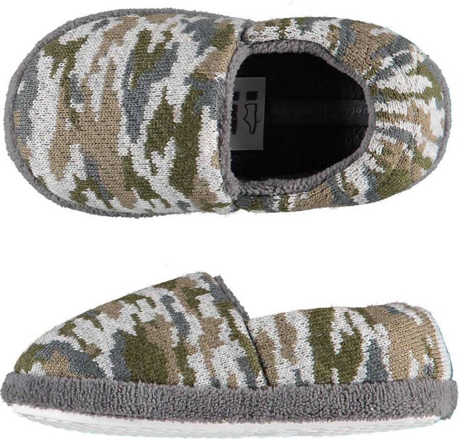 Apollo Jongens instap slippers pantoffels army groen