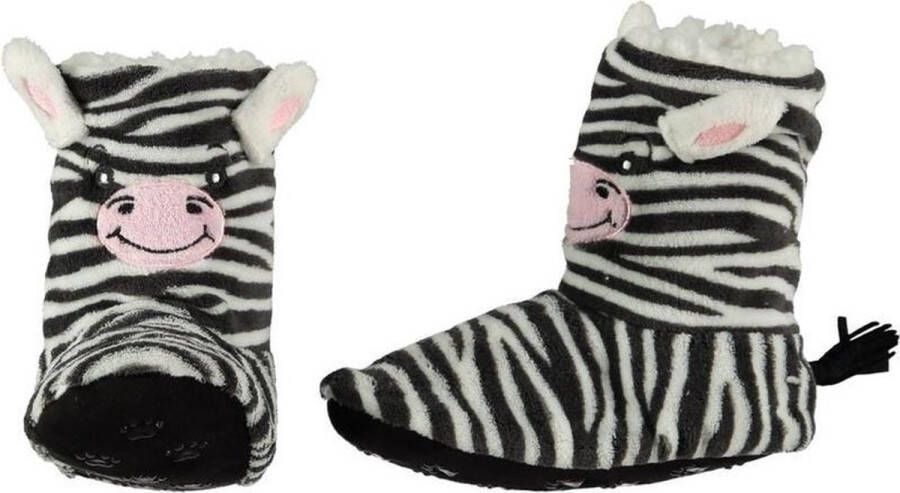 Apollo Kinder hoge dieren pantoffels sloffen zebra