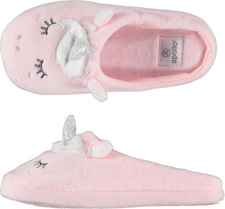 Apollo Meisjes instap slippers pantoffels eenhoorn roze Kindersloffen