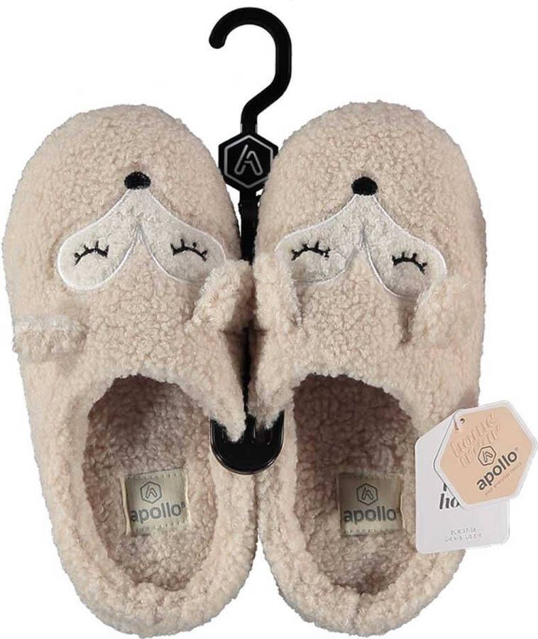 Apollo Pantoffels dames Beige Teddy Fox Pantoffels dames Sloffen dames Pantoffels dames