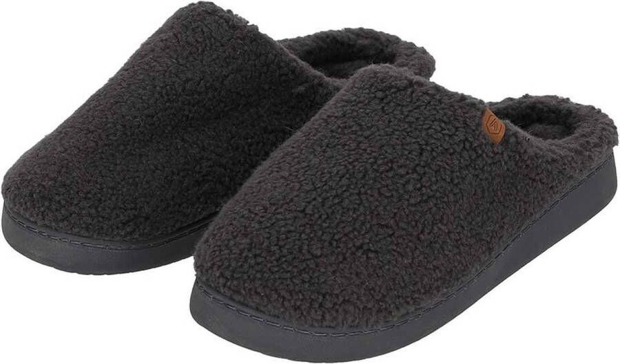 Apollo Pantoffels heren Antraciet Teddy Wol Sloffen heren Pantoffels heren