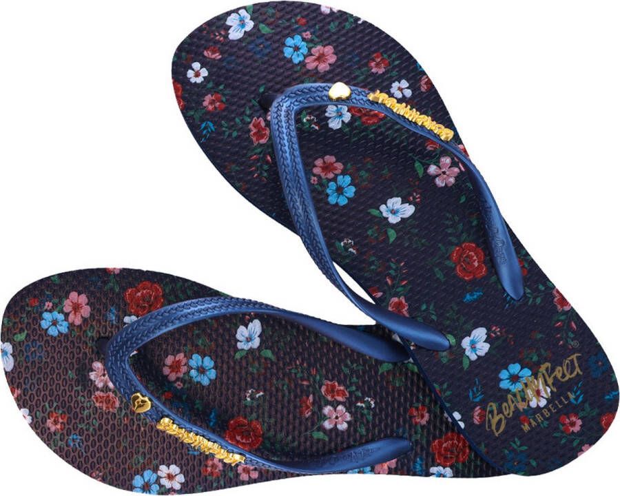 BeachyFeet Teenslippers Flores Azul Blauw