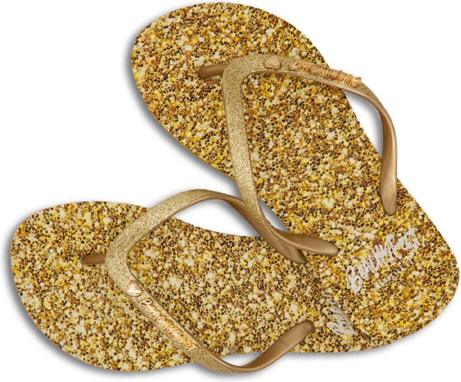 BeachyFeet Teenslippers Golden Shimmer Goud