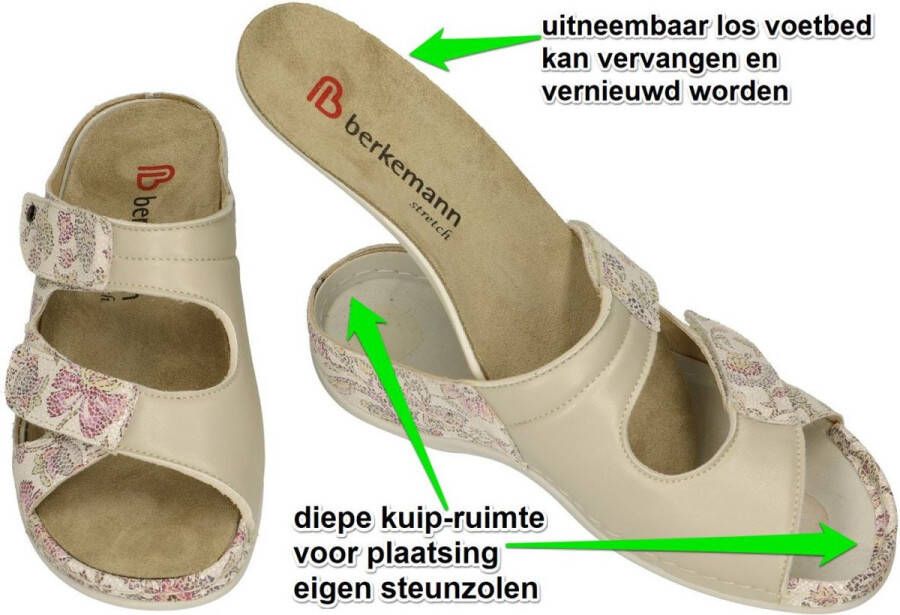 Berkemann -Dames off-white ecru parel slippers & muiltjes