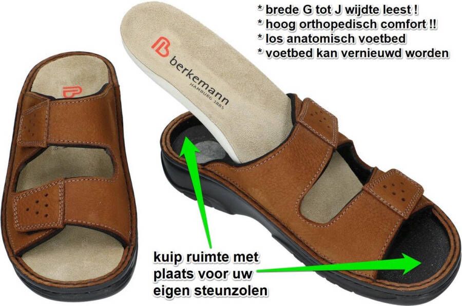 Berkemann -Heren bruin pantoffels & slippers