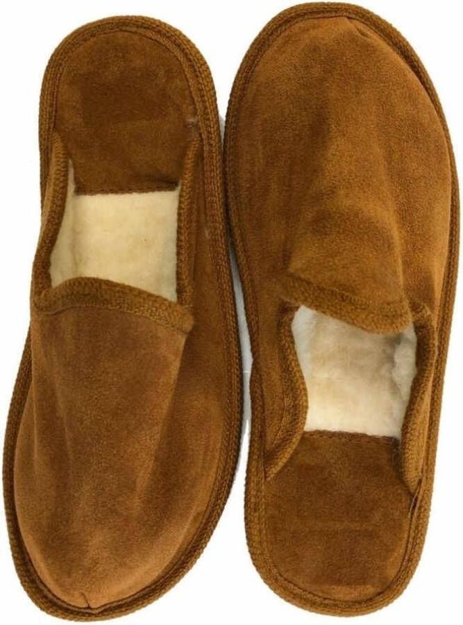 Bernardino heren slippers pantoffels wollen bruin Gevoerd