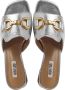 BiBi Lou Slippers Dames Sandalen Instappers Damesschoenen Leer Blokhak 582Z19 Zilver - Thumbnail 5