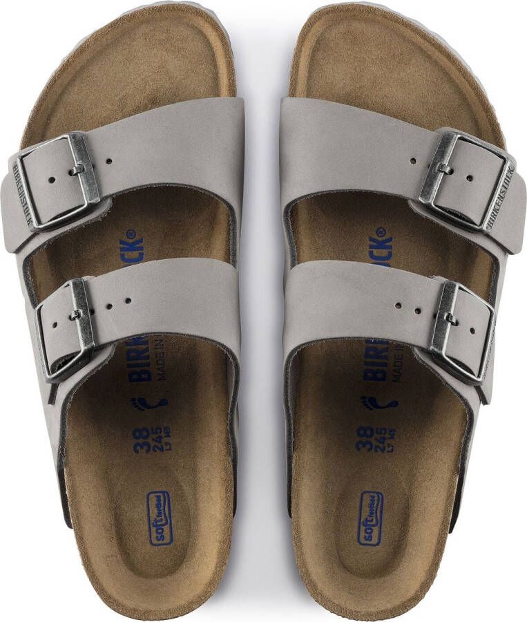 Birkenstock Arizona Dames Slippers Dove Gray Narrow-fit Grijs Nubuck