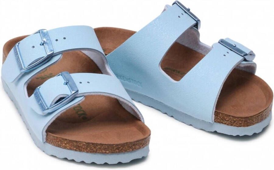 Birkenstock Arizona Kids Slippers Light Blue Narrow-fit Blauw Imitatieleer