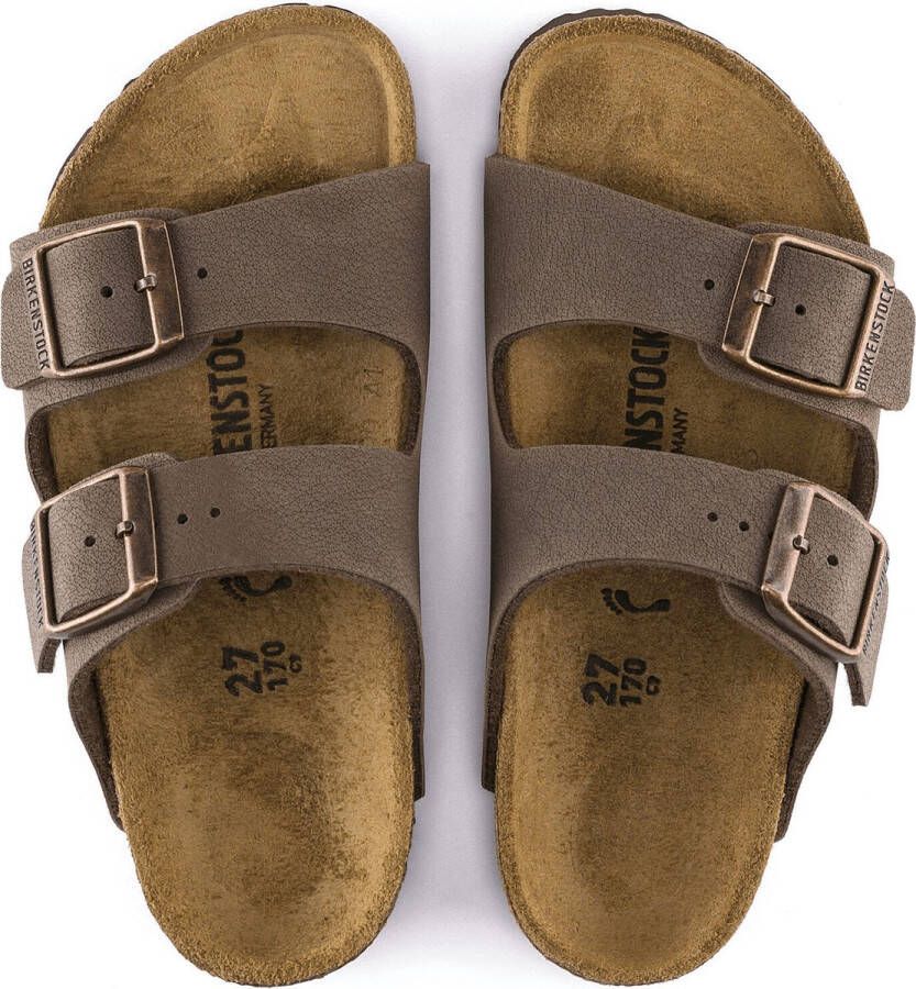 Birkenstock Arizona Kids Slippers Mocha Regular-fit Bruin Imitatieleer