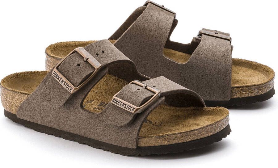 Birkenstock Arizona Kids Slippers Mocha Regular-fit Bruin Imitatieleer