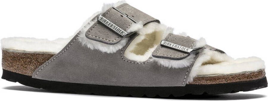 Birkenstock Arizona Lamsvel Suede Stone Coin Smal Voetbed