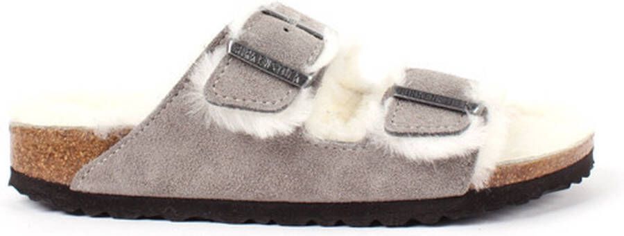 Birkenstock Arizona Lamsvel Suede Stone Coin Smal Voetbed