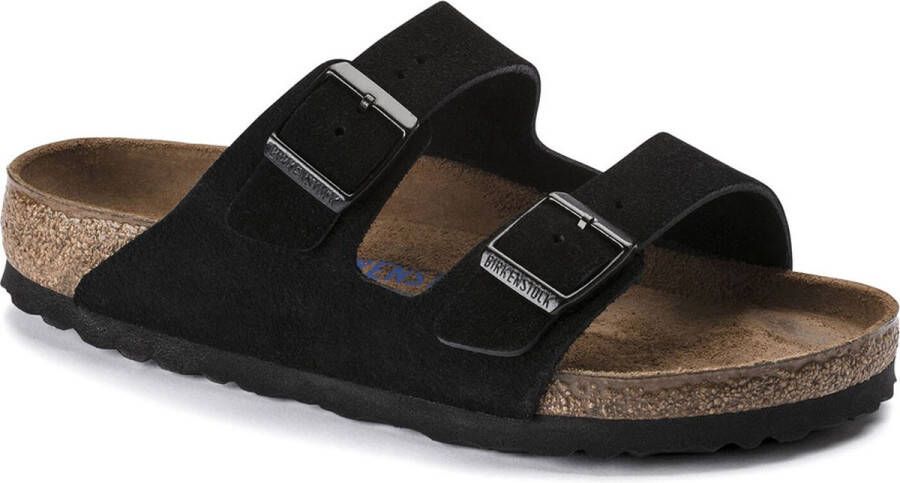 Birkenstock Arizona Slippers Black Regular-fit Zwart Suède