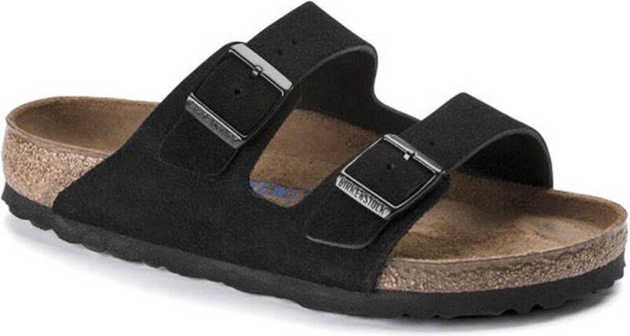 Birkenstock Arizona Slippers Black Regular-fit Zwart Suède