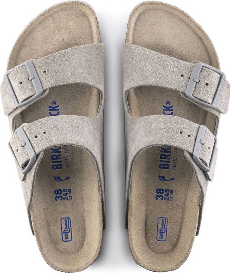 Birkenstock Arizona slippers grijs Nubuck Heren