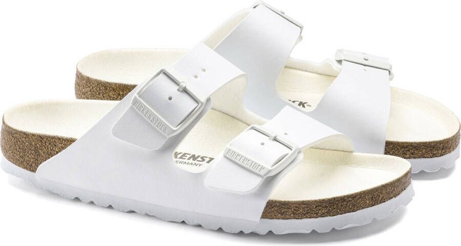 Birkenstock Arizona Slippers Triple White Narrow-fit Wit Imitatieleer