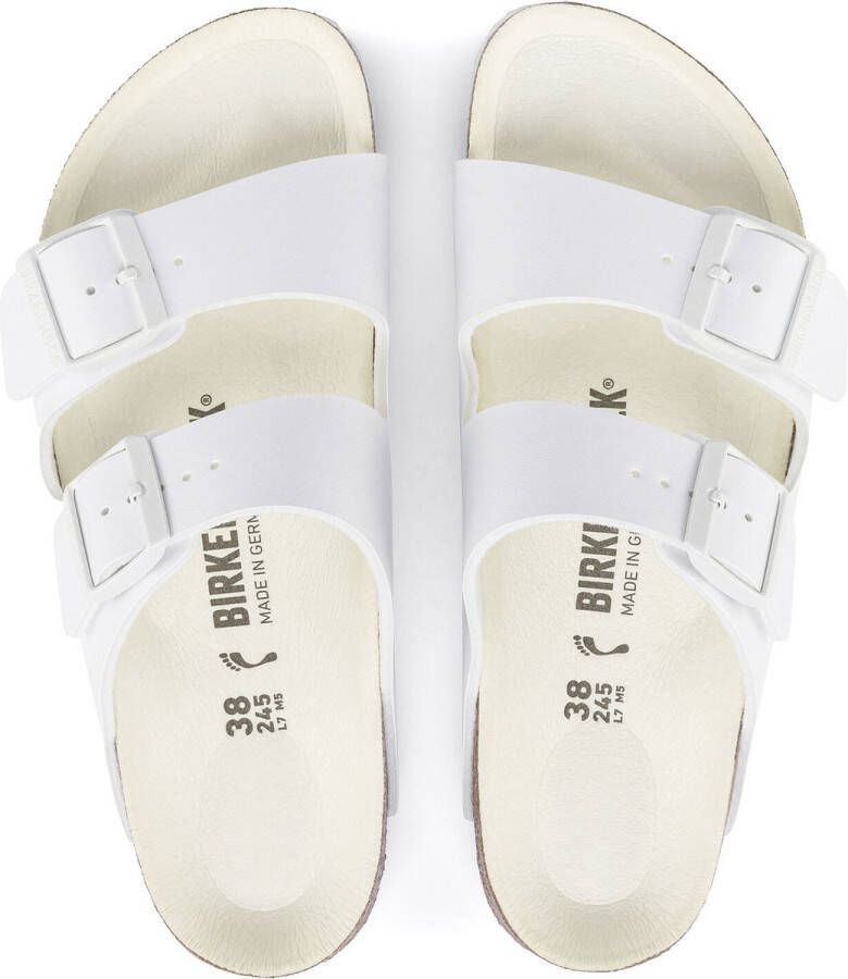 Birkenstock Arizona Slippers Triple White Narrow-fit Wit Imitatieleer