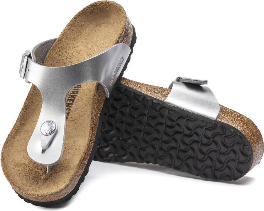 Birkenstock Gizeh Kids Slippers Electric Metallic Silver Narrow-fit