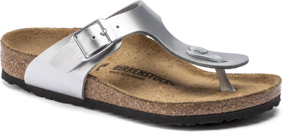 Birkenstock Gizeh Kids Slippers Electric Metallic Silver Narrow-fit