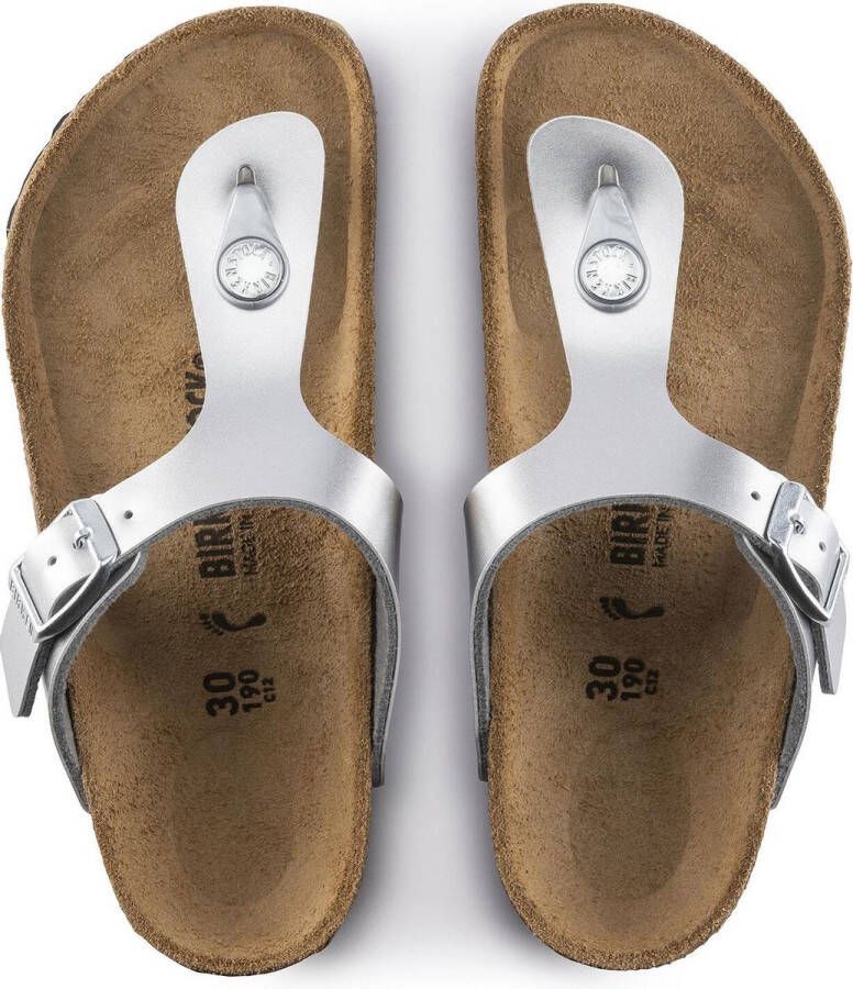 Birkenstock Gizeh Kids Slippers Electric Metallic Silver Narrow-fit