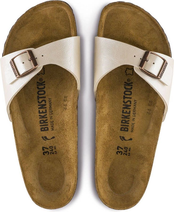 Birkenstock Madrid Dames Slippers Graceful Pearl White Regular-fit Wit Imitatieleer