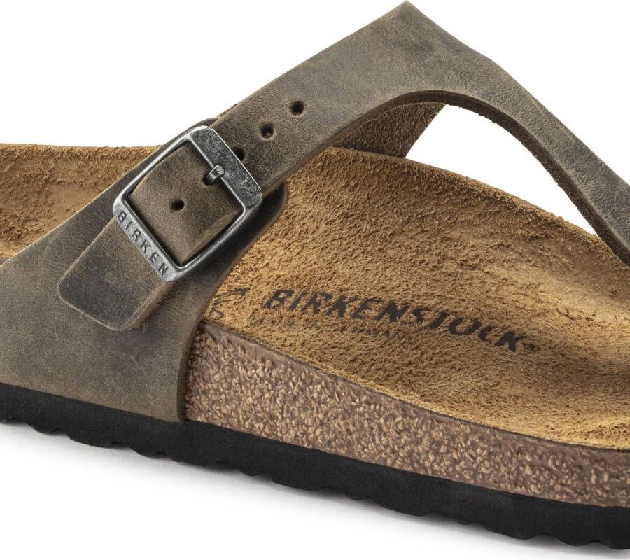 Birkenstock Slipper Gizeh 1019327 Khaki Groen Vet Leer Normaal