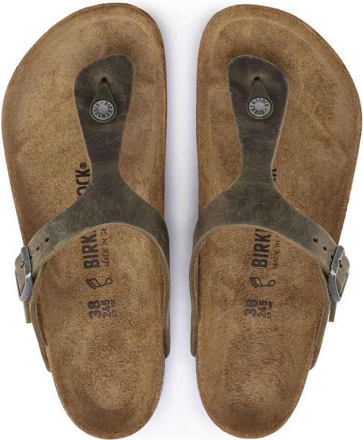 Birkenstock Slipper Gizeh 1019327 Khaki Groen Vet Leer Normaal