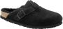 Birkenstock Boston Black narrow Shearling Veloursleder Suede Pantoffels Zwart - Thumbnail 7