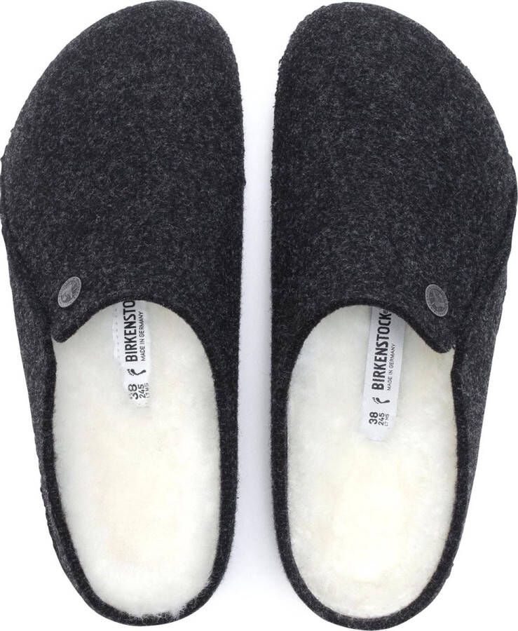 Birkenstock Zermatt regular Filz Shearling Cozy Home Pantoffels Anthraciet