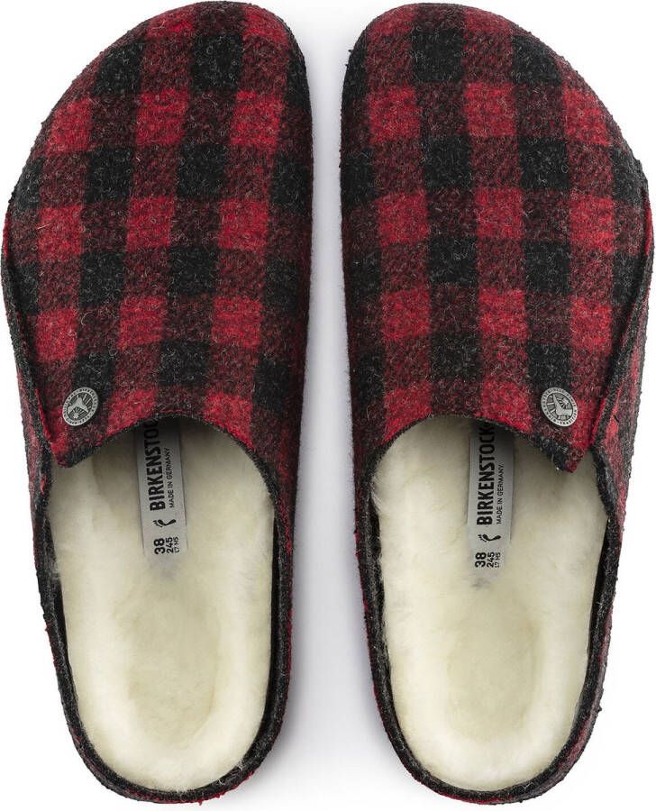 Birkenstock Zermatt Shearling Pantoffels Plaid Red Wolvilt Regular-fit