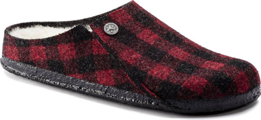 Birkenstock Zermatt Shearling Pantoffels Plaid Red Wolvilt Regular-fit