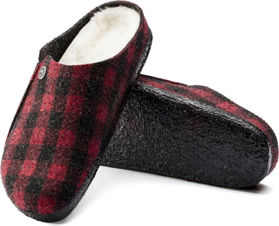 Birkenstock Zermatt Shearling Pantoffels Plaid Red Wolvilt Regular-fit