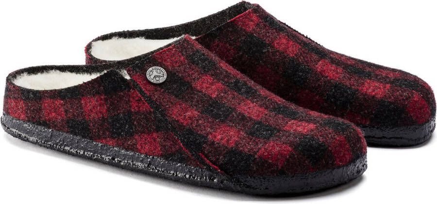 Birkenstock Zermatt Shearling Pantoffels Plaid Red Wolvilt Regular-fit