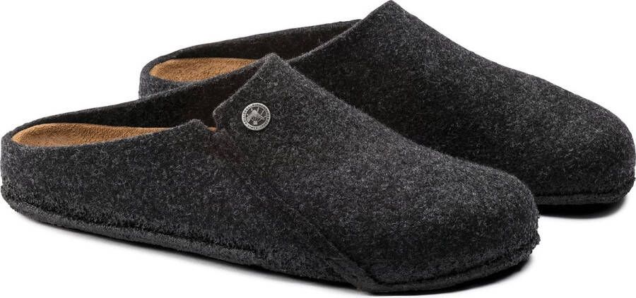 Birkenstock Zermatt Pantoffels Anthracite Regular fit | Zwart | Wolvilt