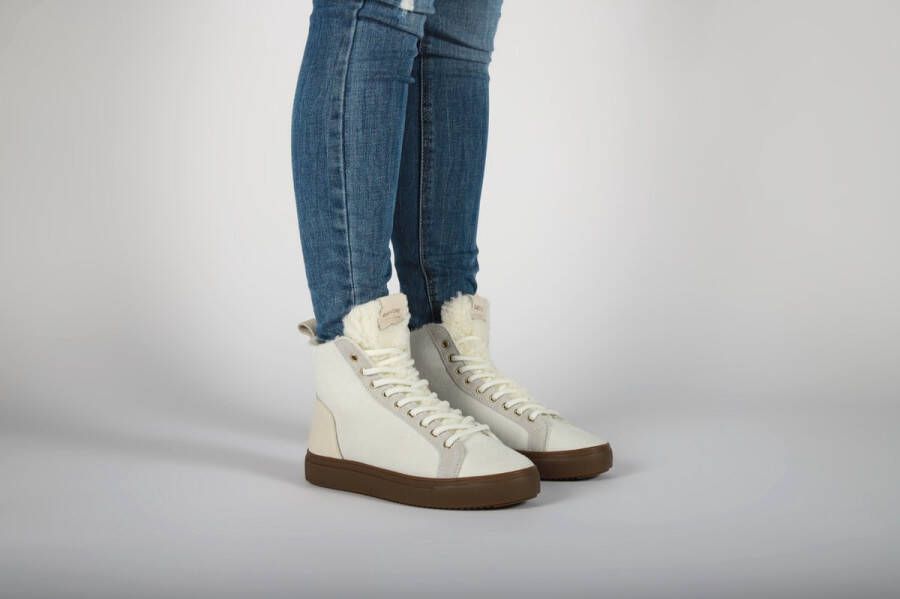 Blackstone AKNA YL55 OFF WHITE HIGH SNEAKER SHEEPSKIN Vrouw Beige