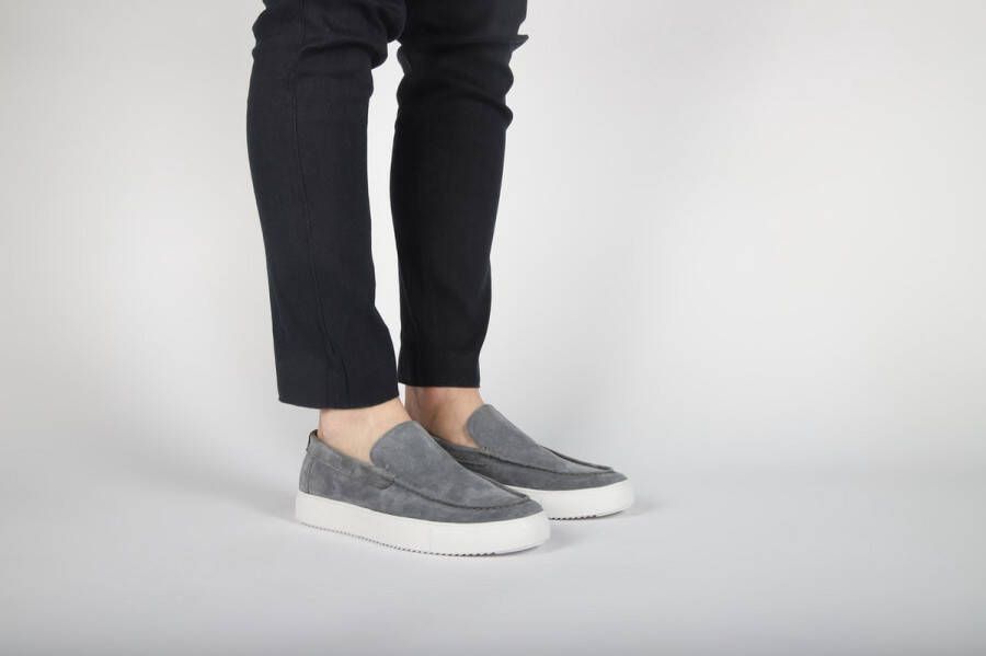 Blackstone GIULIO Grey Pinstripe Slip-ons Man Grey