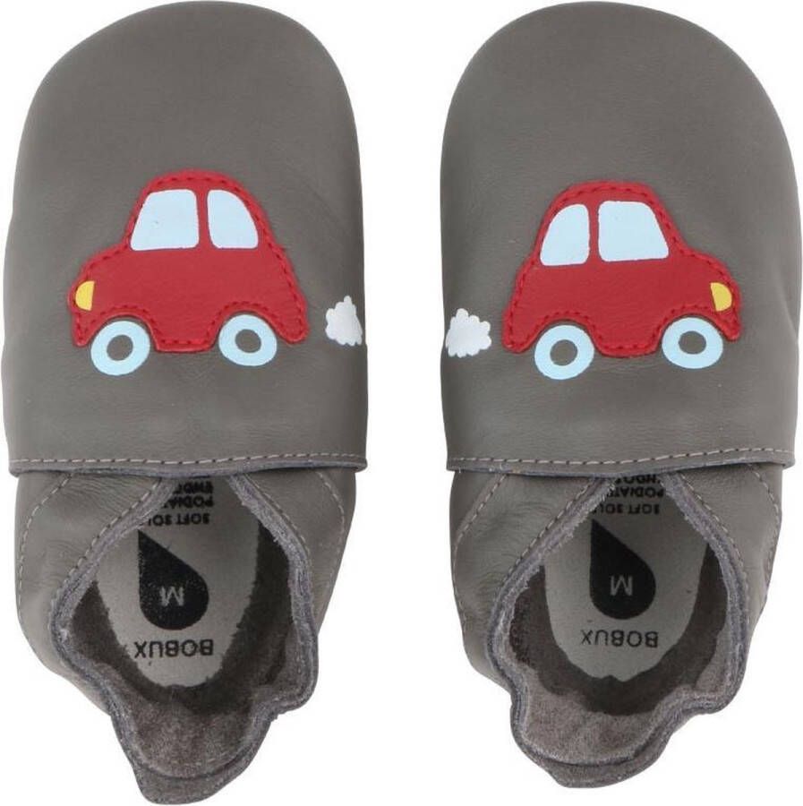 Bobux Soft Soles Baby Slofjes Leer Grey Orange Racing Car