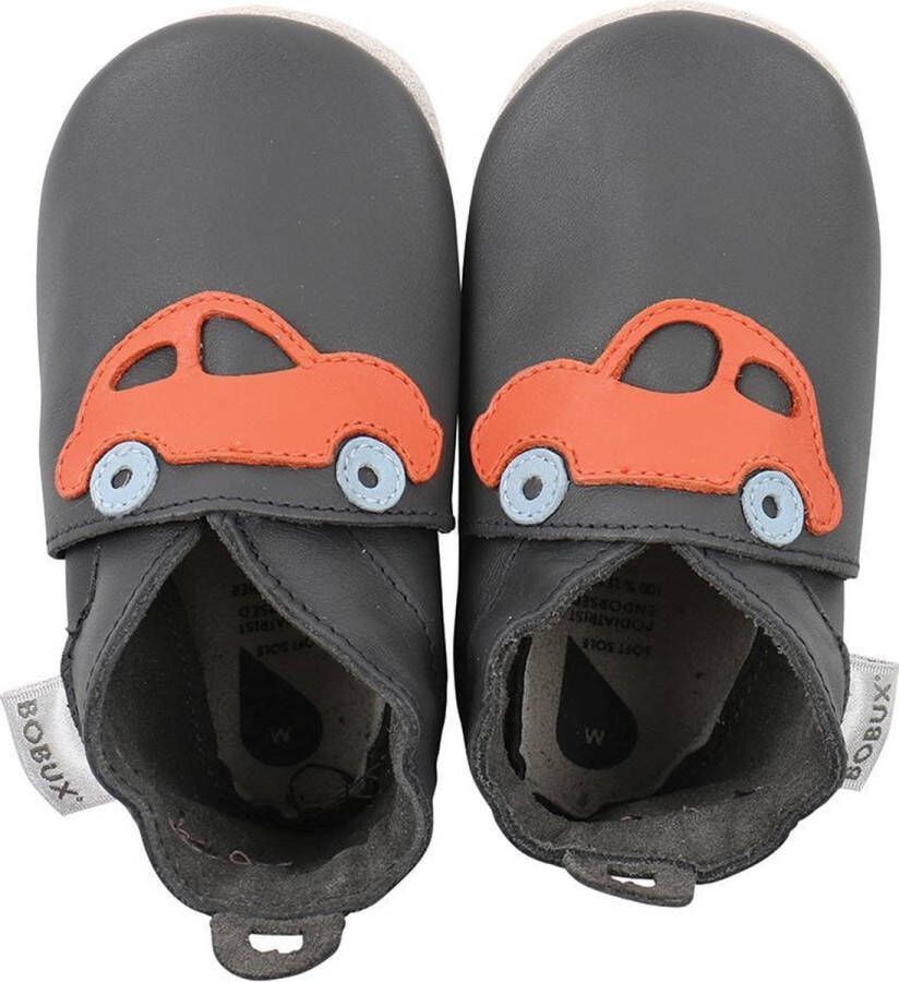 Bobux Soft Soles Baby Slofjes Leer Grey Orange Racing Car