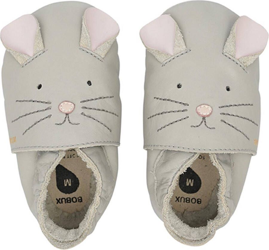 Bobux Soft Soles Baby Slofjes Leer Squeek Light Grey