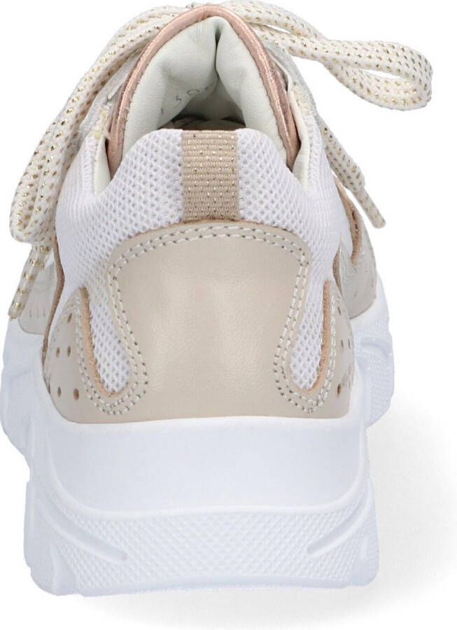 Braqeez 421306-501 Meisjes Lage Sneakers Wit Goud Leer Veters