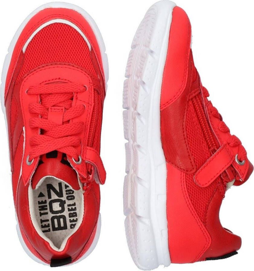 Braqeez 421340-541 Jongens Lage Sneakers Rood Leer Veters