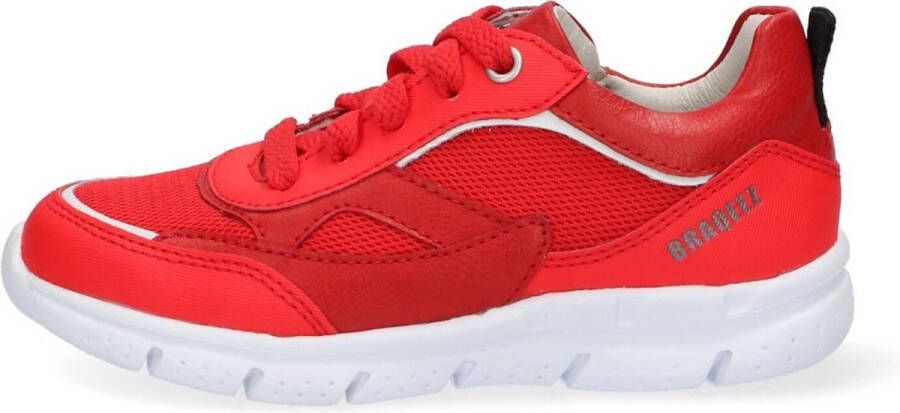 Braqeez 421340-541 Jongens Lage Sneakers Rood Leer Veters