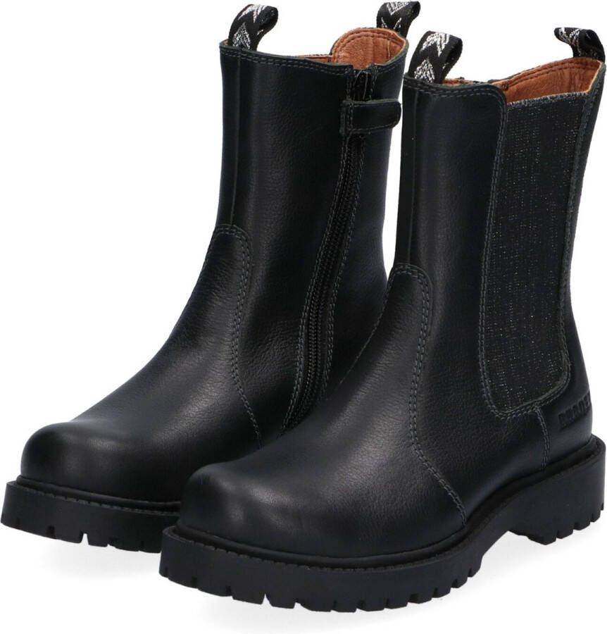 Braqeez 421774 789 Meisjes Chelsea Boots Zwart Leer Ritssluiting - Foto 5