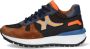 Braqeez 422942-413 Lage Sneakers Bruin Blauw Oranje Leer Veters - Thumbnail 9