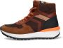 Braqeez 422944 113 Jongens Hoge Sneakers Bruin Oranje Leer Veters - Thumbnail 5