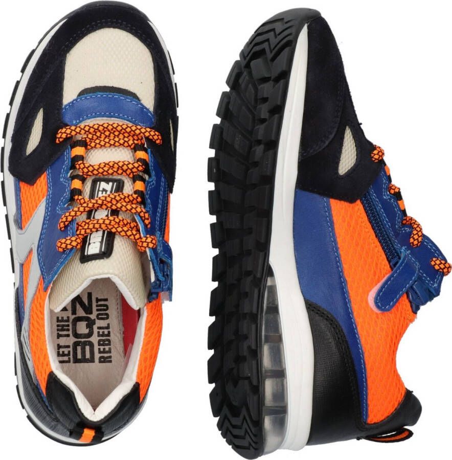 Braqeez 423464-429 Jongens Lage Sneakers Blauw Oranje Beige Zwart Multi Suède Veters