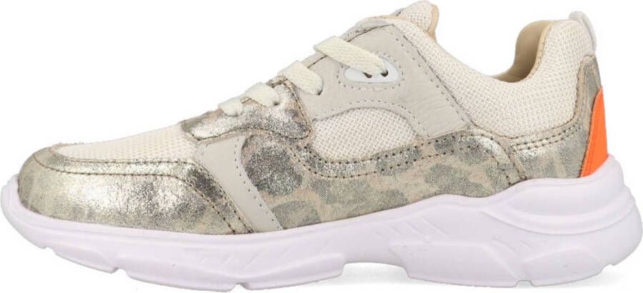 Braqeez Renee Run Meisjes Lage Sneakers Beige Print Leer Veters