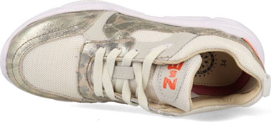 Braqeez Renee Run Meisjes Lage Sneakers Beige Print Leer Veters